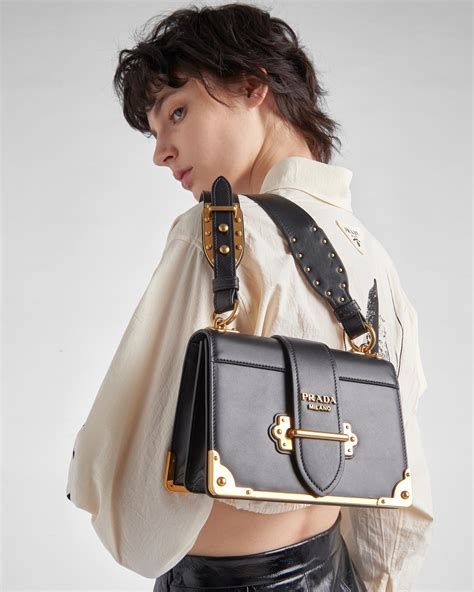 prada black cahier|Black Prada Cahier Leather Bag .